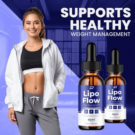 Active woman next to Lipo Flow bottles